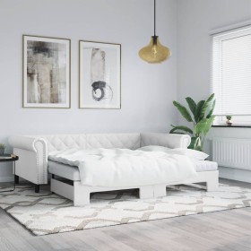 Trundle sofa bed with white synthetic leather mattress 90x200 cm by vidaXL, Beds and slatted bases - Ref: Foro24-3197728, Pri...