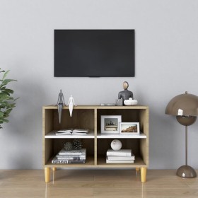 Mueble TV patas madera maciza blanca roble sonoma 69,5x30x50 cm de vidaXL, Muebles TV - Ref: Foro24-805928, Precio: 45,99 €, ...