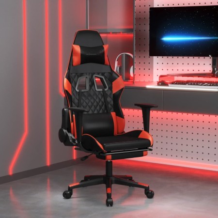 Silla gaming con reposapiés cuero sintético negro rojo de vidaXL, Sillones para videojuegos - Ref: Foro24-3143765, Precio: 14...