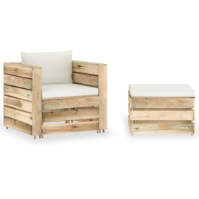 Garden furniture 2 pieces with green impregnated wood cushions by vidaXL, Garden sets - Ref: Foro24-3074533, Price: 167,99 €,...