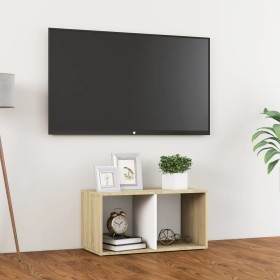 Mueble para TV madera contrachapada blanco y roble 72x35x36,5cm de vidaXL, Muebles TV - Ref: Foro24-805530, Precio: 35,49 €, ...