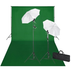 Kit de estudio fotográfico telón verde croma 600x300 y luces de vidaXL, Flashes e iluminaciones de estudio - Ref: Foro24-1601...