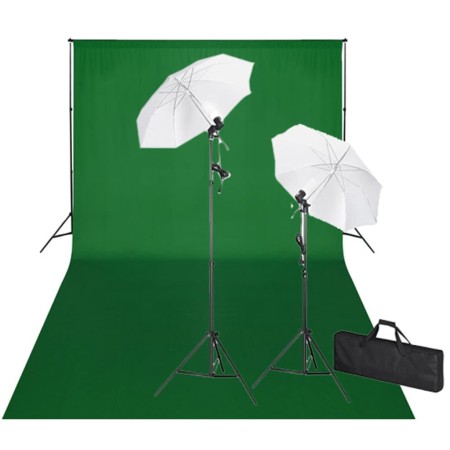 Photography studio kit with green chroma key backdrop 600x300 and lights by vidaXL, Flashes and studio lighting - Ref: Foro24...