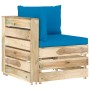 2-seater pallet sofa with green impregnated pine wood cushions by vidaXL, Garden sets - Ref: Foro24-3074547, Price: 316,27 €,...