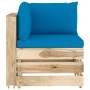 2-seater pallet sofa with green impregnated pine wood cushions by vidaXL, Garden sets - Ref: Foro24-3074547, Price: 316,27 €,...