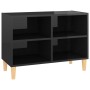 Mueble de TV patas de madera maciza negro brillo 69,5x30x50 cm de vidaXL, Muebles TV - Ref: Foro24-805930, Precio: 40,17 €, D...