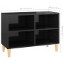 Mueble de TV patas de madera maciza negro brillo 69,5x30x50 cm de vidaXL, Muebles TV - Ref: Foro24-805930, Precio: 40,17 €, D...