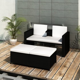 4-teiliges Gartenmöbel-Set und schwarze synthetische Rattankissen von vidaXL, Gartensets - Ref: Foro24-40737, Preis: 246,08 €...