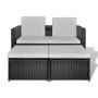 Set muebles de jardín 4 piezas y cojines ratán sintético negro de vidaXL, Conjuntos de jardín - Ref: Foro24-40737, Precio: 24...