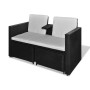 Set muebles de jardín 4 piezas y cojines ratán sintético negro de vidaXL, Conjuntos de jardín - Ref: Foro24-40737, Precio: 24...