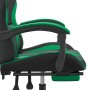 Silla gaming con reposapiés cuero sintético negro verde de vidaXL, Sillones para videojuegos - Ref: Foro24-3143833, Precio: 1...