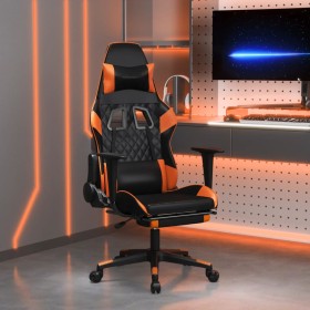 Gaming-Stuhl mit Fußstütze aus schwarzem orangefarbenem Kunstleder von vidaXL, Gaming-Stühle - Ref: Foro24-3143770, Preis: 13...