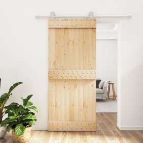 Sliding door with solid pine wood hardware 90x210 cm by vidaXL, Doors - Ref: Foro24-3203089, Price: 160,99 €, Discount: %