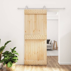 Puerta corredera con herrajes madera maciza de pino 85x210 cm de vidaXL, Puertas - Ref: Foro24-3203088, Precio: 183,23 €, Des...