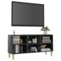 Mueble de TV patas de madera maciza gris brillo 103,5x30x50 cm de vidaXL, Muebles TV - Ref: Foro24-805949, Precio: 57,46 €, D...