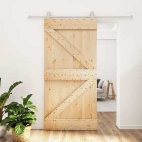 Puerta corredera con herrajes madera maciza de pino 100x210 cm de vidaXL, Puertas - Ref: Foro24-3203103, Precio: 300,55 €, De...