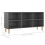 Mueble de TV patas de madera maciza gris brillo 103,5x30x50 cm de vidaXL, Muebles TV - Ref: Foro24-805949, Precio: 57,46 €, D...