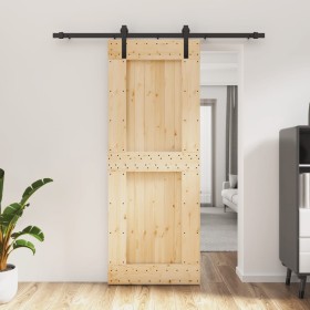 Puerta corredera con herrajes madera maciza de pino 80x210 cm de vidaXL, Puertas - Ref: Foro24-3202976, Precio: 159,34 €, Des...