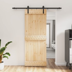 Schiebetür mit Beschlägen aus massivem Kiefernholz 80x210 cm von vidaXL, Türen - Ref: Foro24-3202972, Preis: 146,40 €, Rabatt: %