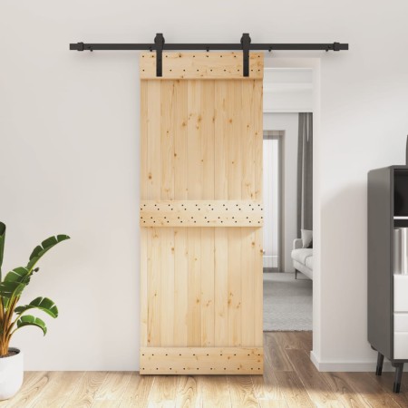 Puerta corredera con herrajes madera maciza de pino 80x210 cm de vidaXL, Puertas - Ref: Foro24-3202972, Precio: 146,40 €, Des...