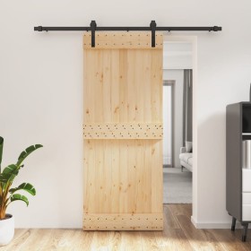 Puerta corredera con herrajes madera maciza de pino 85x210 cm de vidaXL, Puertas - Ref: Foro24-3202988, Precio: 171,34 €, Des...