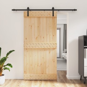 Schiebetür mit Beschlägen aus massivem Kiefernholz, 100 x 210 cm von vidaXL, Türen - Ref: Foro24-3202991, Preis: 162,99 €, Ra...