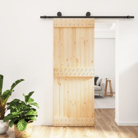 Puerta corredera con herrajes madera maciza de pino 80x210 cm de vidaXL, Puertas - Ref: Foro24-3203047, Precio: 161,17 €, Des...