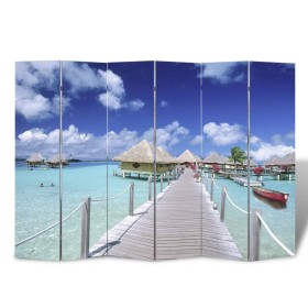 Biombo divisor plegable Playa 217x170 cm de vidaXL, Divisores de ambientes - Ref: Foro24-240480, Precio: 132,82 €, Descuento: %