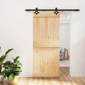 Puerta corredera con herrajes madera maciza de pino 85x210 cm de vidaXL, Puertas - Ref: Foro24-3203126, Precio: 168,60 €, Des...