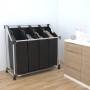 Laundry sorter with 4 bags in gray and black color. by vidaXL, Laundry baskets - Ref: Foro24-240367, Price: 38,77 €, Discount: %