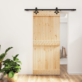 Puerta corredera con herrajes madera maciza de pino 90x210 cm de vidaXL, Puertas - Ref: Foro24-3203127, Precio: 146,99 €, Des...