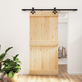 Puerta corredera con herrajes madera maciza de pino 95x210 cm de vidaXL, Puertas - Ref: Foro24-3203143, Precio: 177,83 €, Des...