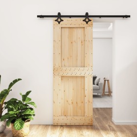 Puerta corredera con herrajes madera maciza de pino 80x210 cm de vidaXL, Puertas - Ref: Foro24-3203146, Precio: 168,55 €, Des...