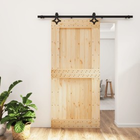 Puerta corredera con herrajes madera maciza de pino 95x210 cm de vidaXL, Puertas - Ref: Foro24-3203149, Precio: 186,52 €, Des...