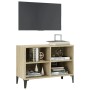 TV cabinet with metal legs in Sonoma oak color 69.5x30x50 cm by vidaXL, TV Furniture - Ref: Foro24-805935, Price: 38,12 €, Di...