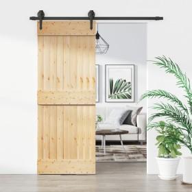 Puerta corredera con herrajes madera maciza de pino 80x210 cm de vidaXL, Puertas - Ref: Foro24-3203200, Precio: 159,22 €, Des...