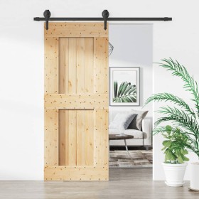 Puerta corredera con herrajes madera maciza de pino 85x210 cm de vidaXL, Puertas - Ref: Foro24-3203205, Precio: 188,82 €, Des...