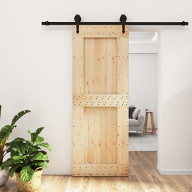 Puerta corredera con herrajes madera maciza de pino 80x210 cm de vidaXL, Puertas - Ref: Foro24-3203237, Precio: 160,95 €, Des...