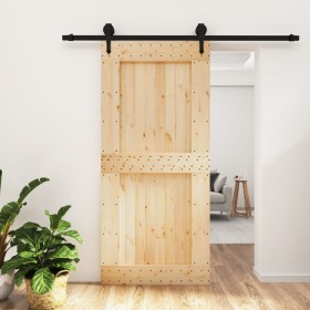 Puerta corredera con herrajes madera maciza de pino 95x210 cm de vidaXL, Puertas - Ref: Foro24-3203240, Precio: 182,02 €, Des...