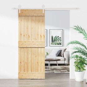 Puerta corredera con herrajes madera maciza de pino 80x210 cm de vidaXL, Puertas - Ref: Foro24-3203255, Precio: 149,80 €, Des...