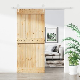 Schiebetür mit Beschlägen aus massivem Kiefernholz 90x210 cm von vidaXL, Türen - Ref: Foro24-3203257, Preis: 150,99 €, Rabatt: %