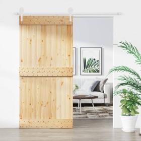 Puerta corredera con herrajes madera maciza de pino 100x210 cm de vidaXL, Puertas - Ref: Foro24-3203259, Precio: 165,99 €, De...