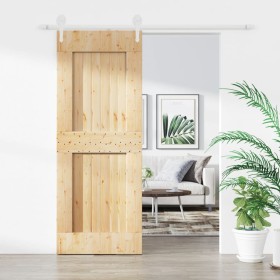 Puerta corredera con herrajes madera maciza de pino 80x210 cm de vidaXL, Puertas - Ref: Foro24-3203261, Precio: 173,11 €, Des...