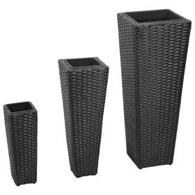 Black Synthetic Rattan Flowerbed Set 3 Pieces by vidaXL, Pots and planters - Ref: Foro24-40534, Price: 79,99 €, Discount: %