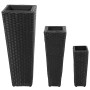 Black Synthetic Rattan Flowerbed Set 3 Pieces by vidaXL, Pots and planters - Ref: Foro24-40534, Price: 81,30 €, Discount: %