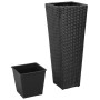 Conjunto de arriates de ratán sintético negro 3 piezas de vidaXL, Maceteros y jardineras - Ref: Foro24-40534, Precio: 81,30 €...