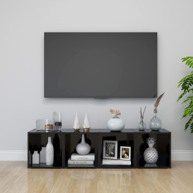 Muebles TV 4 uds madera contrachapada negro brillo 37x35x37 cm de vidaXL, Muebles TV - Ref: Foro24-805521, Precio: 55,99 €, D...