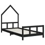 Estructura de cama para niños madera de pino negro 90x190 cm de vidaXL, Cunas y camas para niños - Ref: Foro24-834563, Precio...