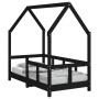 Estructura de cama para niños madera de pino negro 70x140 cm de vidaXL, Cunas y camas para niños - Ref: Foro24-835723, Precio...