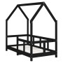 Estructura de cama para niños madera de pino negro 70x140 cm de vidaXL, Cunas y camas para niños - Ref: Foro24-835723, Precio...